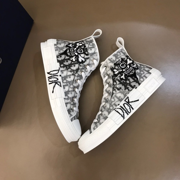 DIOR Kids - Kids' B23 High-Top Sneaker White And Black Dior Oblique Technical Canvas