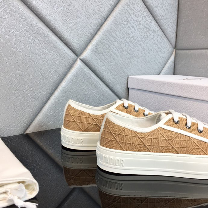 DIOR - Walk'N'Dior Platform Sneaker Natural Raffia-Effect Cotton Embroidered With Dior Oblique Motif