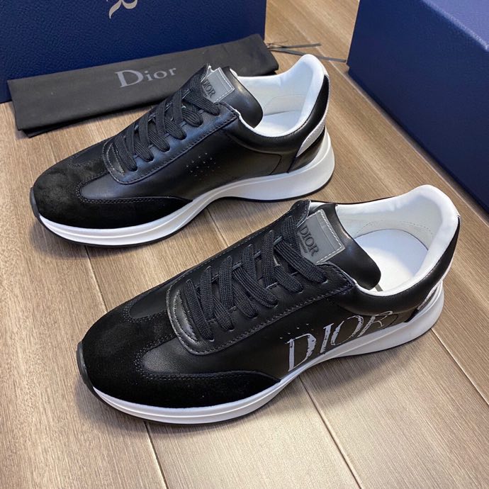 DIOR HOMME Black Bee leather suede trim trainer Graphic Print sneaker