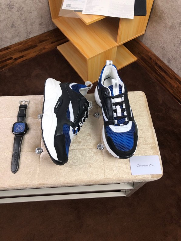 Dior B22 Sneaker in black technical knit black with blue
