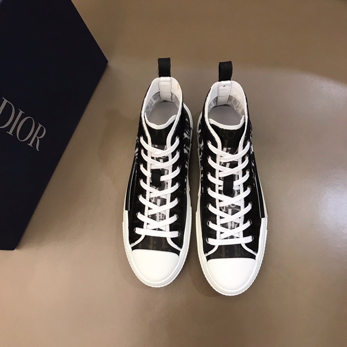 Dior Men's B23 High-Top Sneakers Oblique Coated Canvas and PVC Black