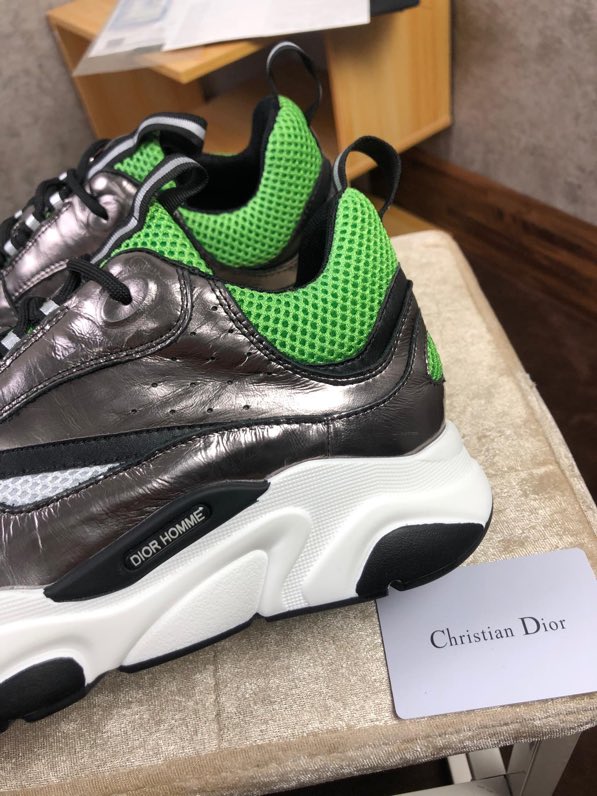 Dior Homme White and Green B22 Sneakers