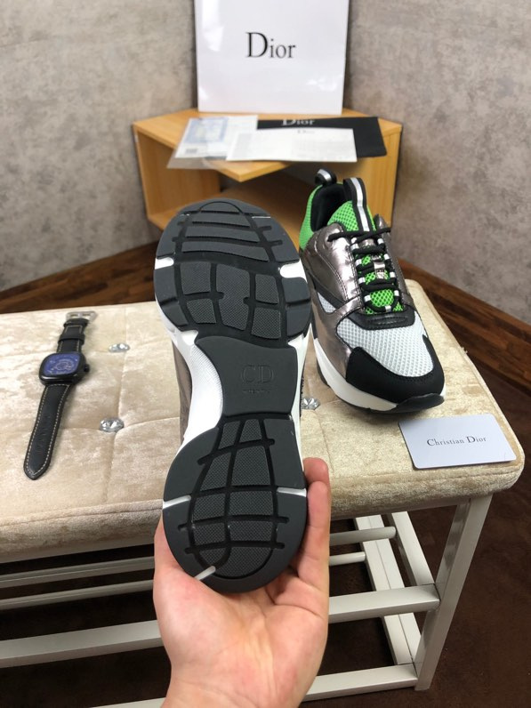 Dior Homme White and Green B22 Sneakers