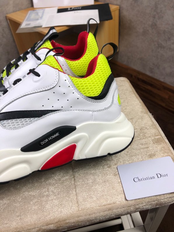 Dior B22 Leather And Mesh Trainers In Black And Red