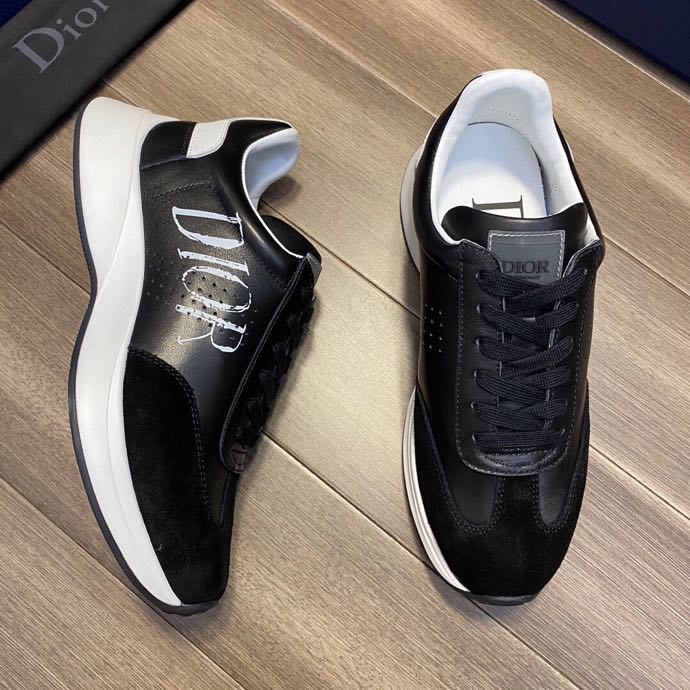 DIOR HOMME Black Bee leather suede trim trainer Graphic Print sneaker