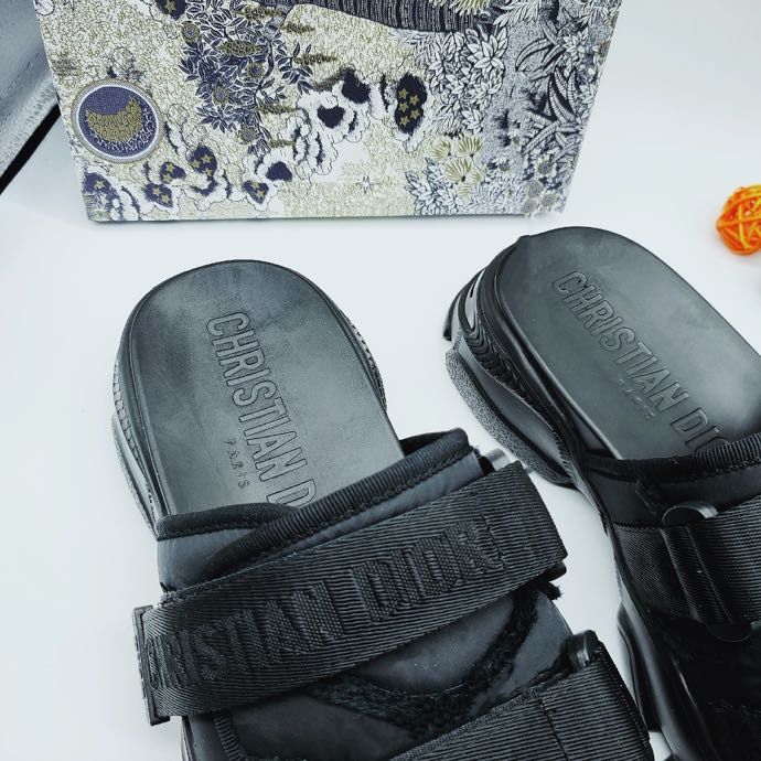 Dior Black Nylon D Wander Sandals