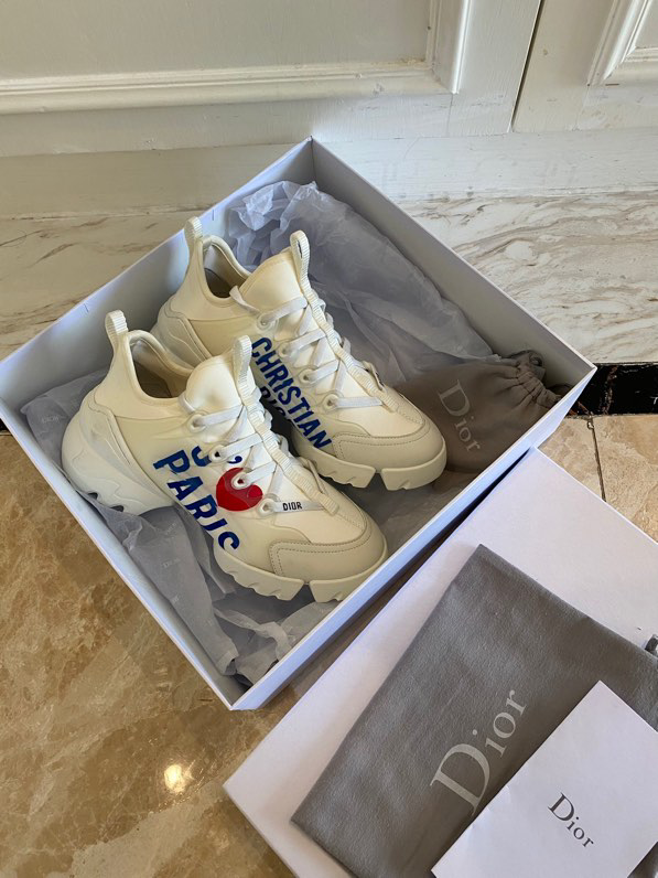 Dior 'I Love Paris' D-Connect Sneakers in White Leather
