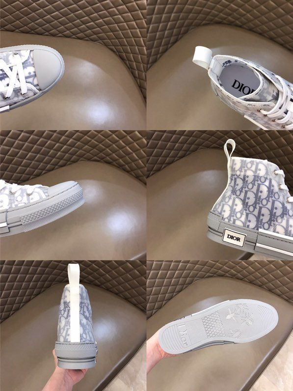 Dior B23 High-Top Sneakers (White & Navy Blue)