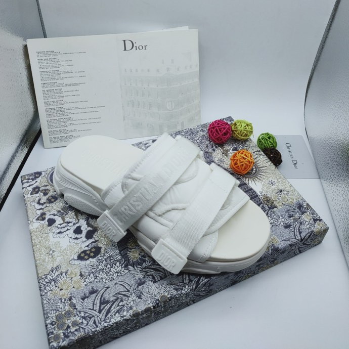 Dior Women D-Wander Slide White Camouflage Technical Fabric