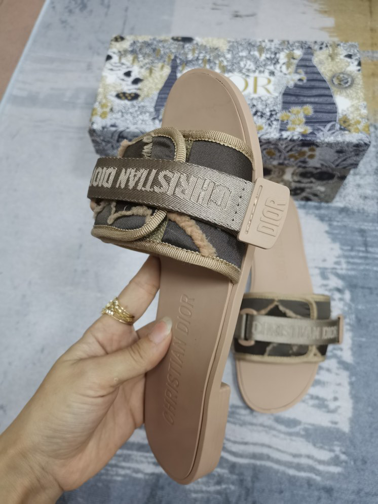 CHRISTIAN DIOR Dio evolution Nude Camouflage Fabric Logo Slide Sandal