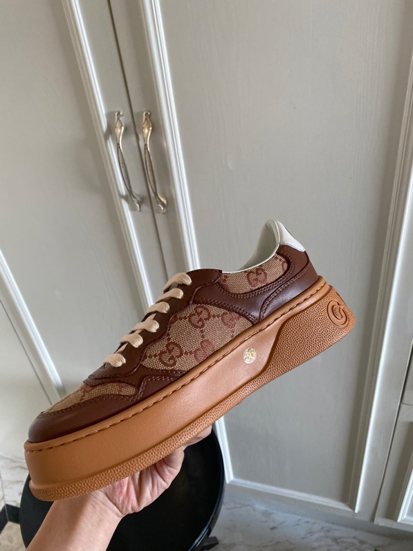 Gucci  Leather Web Sneakers Brown