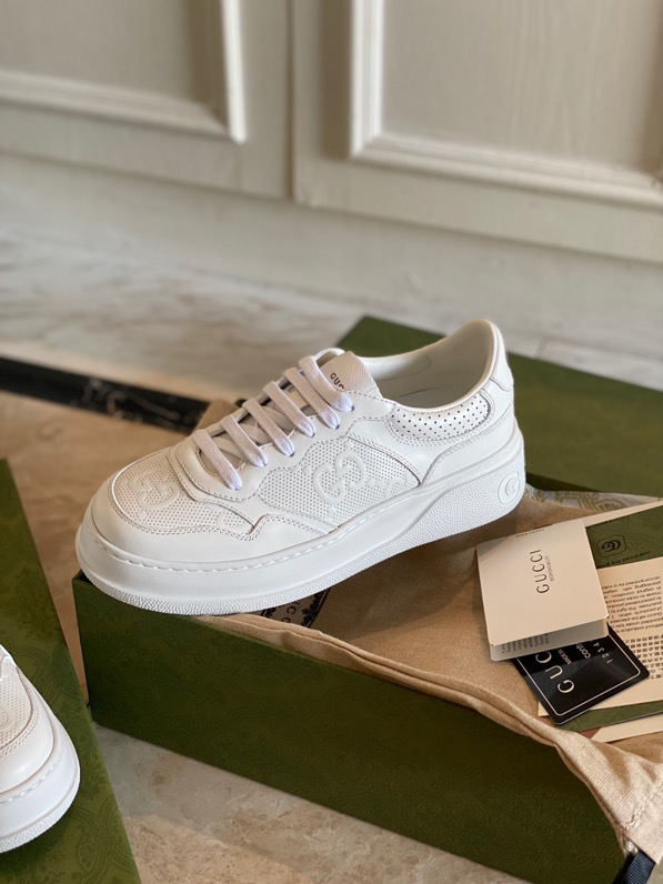 Gucci  Leather Web Sneakers White