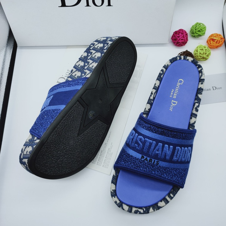 Dior Denim Oblique Dway Sandals/Mules/Wedge in blue