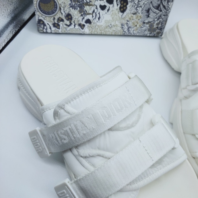 Dior Women D-Wander Slide White Camouflage Technical Fabric