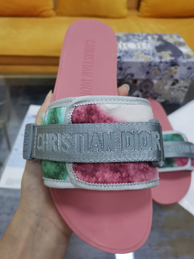 Dway Slide White Multicolor Florilegio Embroidered Cotton | DIOR