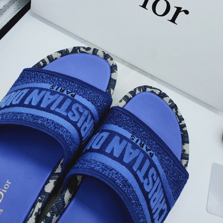 Dior Denim Oblique Dway Sandals/Mules/Wedge in blue