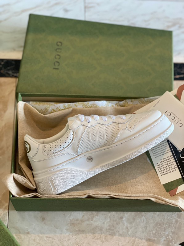 Gucci  Leather Web Sneakers White