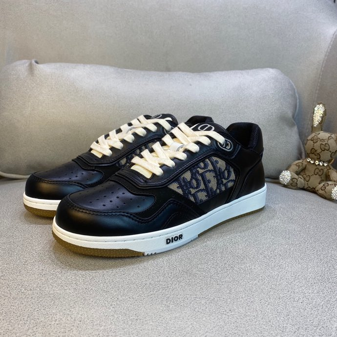 Dior Black Leather and Oblique Canvas B27 Sneakers