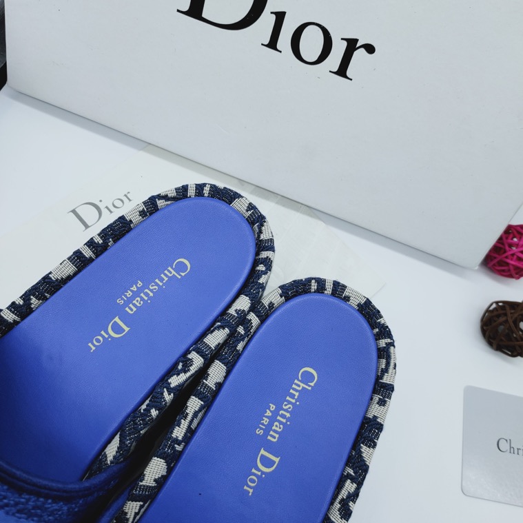 Dior Denim Oblique Dway Sandals/Mules/Wedge in blue
