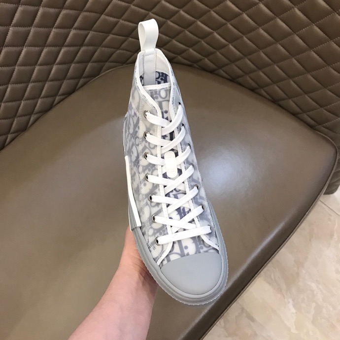 Dior B23 High-Top Sneakers (White & Navy Blue)