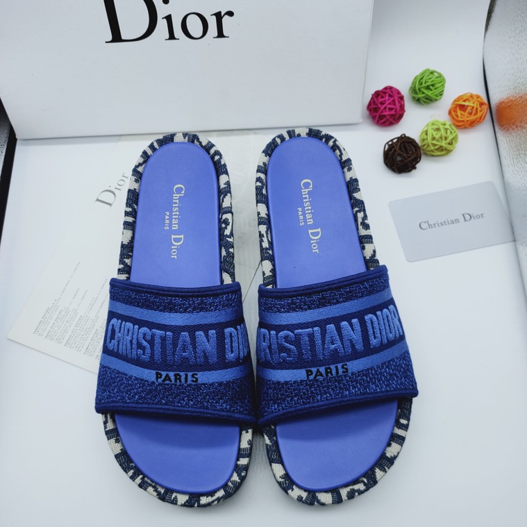 Dior Denim Oblique Dway Sandals/Mules/Wedge in blue