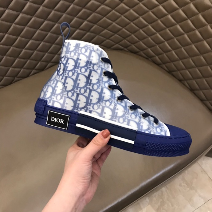 DIOR B23 HIGH-TOP SNEAKER IN BLUE DIOR OBLIQUE