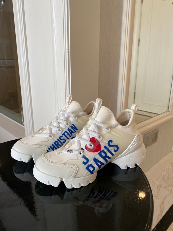 Dior 'I Love Paris' D-Connect Sneakers in White Leather