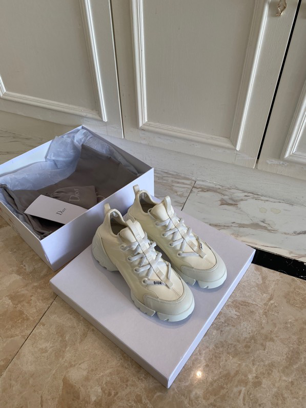 Dior White Fabric and PVC D-Connect Lace Up Sneakers