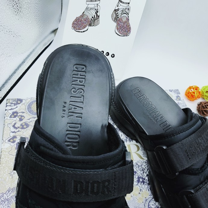 Dior Black Nylon D Wander Sandals