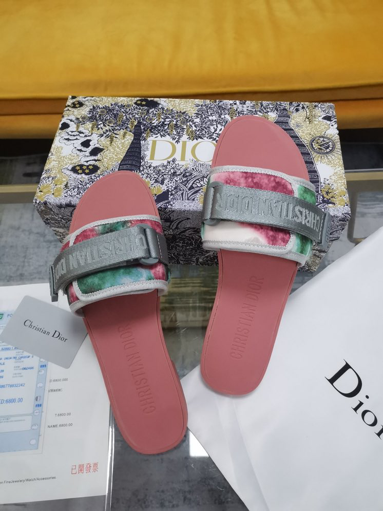Dway Slide White Multicolor Florilegio Embroidered Cotton | DIOR
