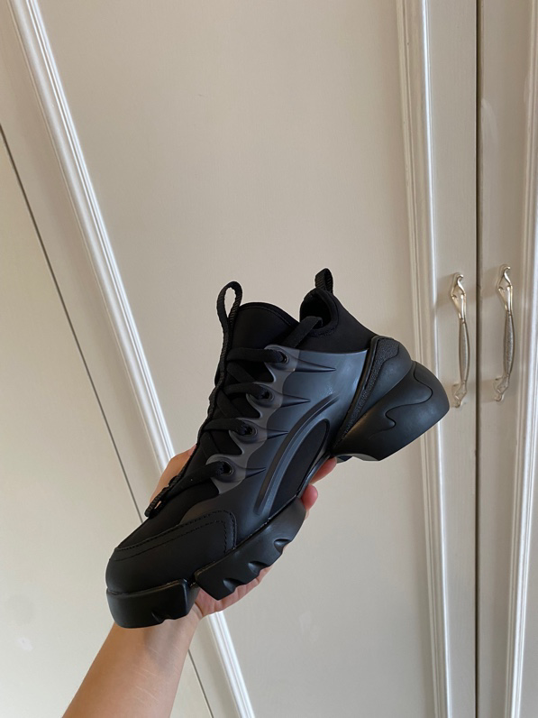 Dior Black Leather, Neoprene and Rubber D-connect Low-Top Sneakers