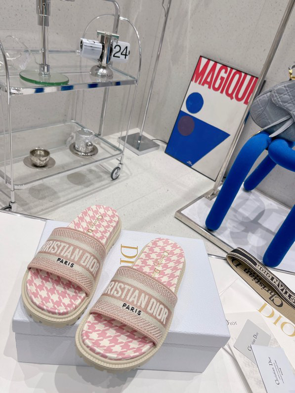 (Women) Dior Dway Canvas Slide 'Deep Nude' KCQ209IKE_S34U - KCQ209IKE_S34U