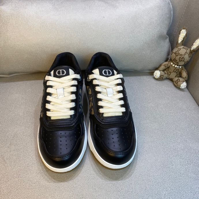 Dior Black Leather and Oblique Canvas B27 Sneakers