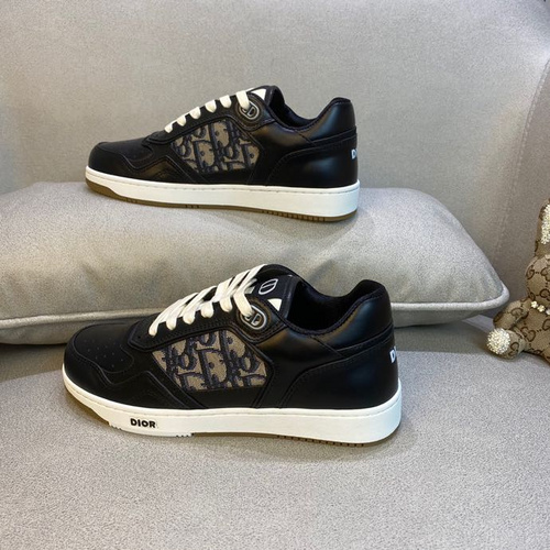 Dior Black Leather and Oblique Canvas B27 Sneakers