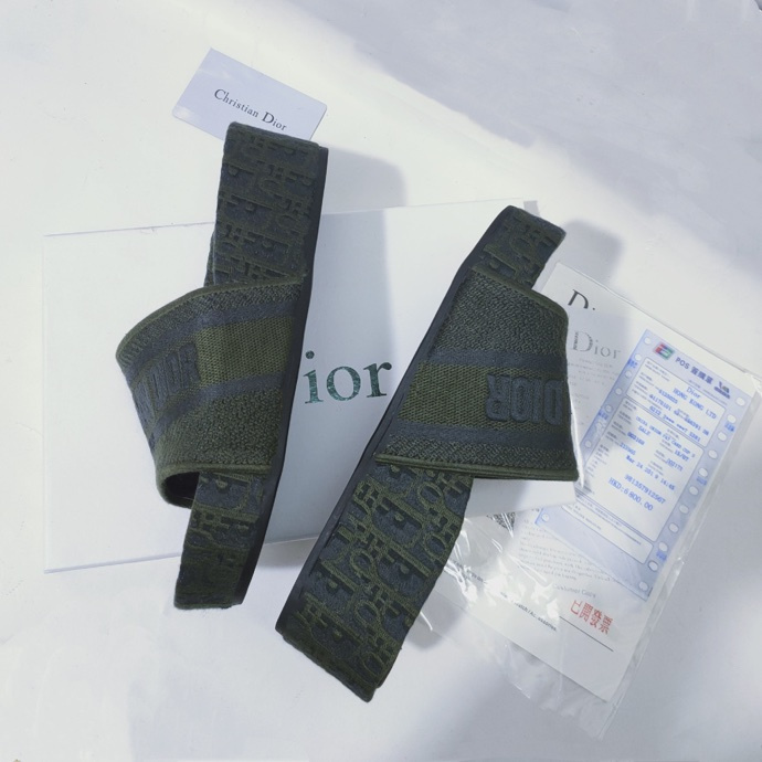Dior Khaki Canvas Dway Slide Sandals