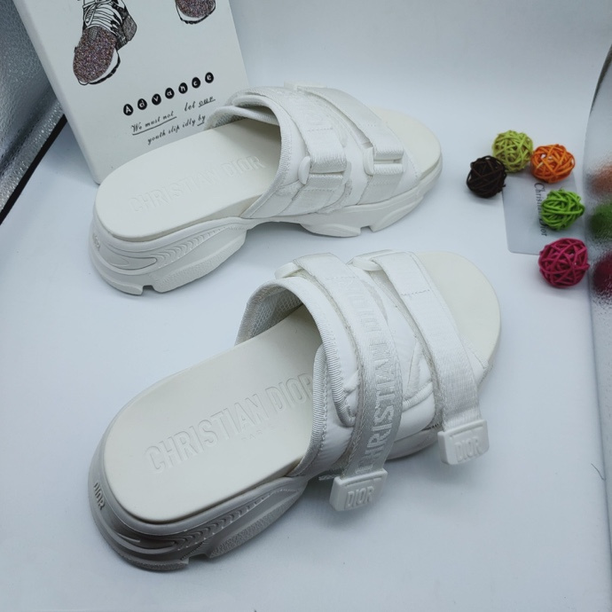 Dior Women D-Wander Slide White Camouflage Technical Fabric