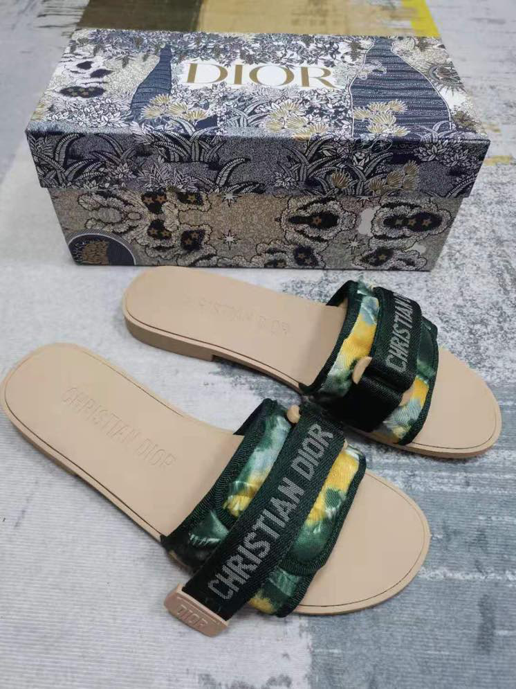 Dior Women Shoes Dway Slide Multicolor Dior Zodiac Embroidered Cotton