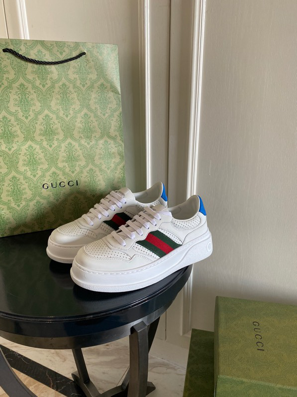 Gucci  Leather Web Sneakers White