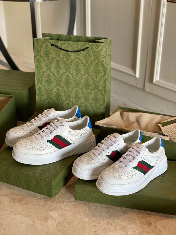 Gucci  Leather Web Sneakers White