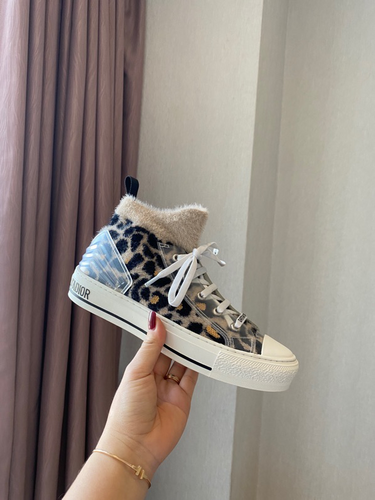 Dior Women Walk'n'Dior Sneaker Fur-Effect Knit with Gray Mizza Print