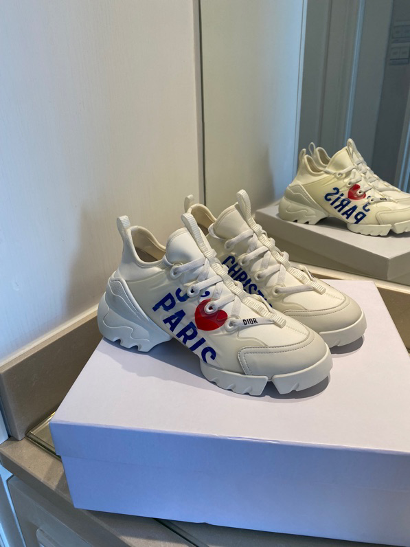 Dior 'I Love Paris' D-Connect Sneakers in White Leather