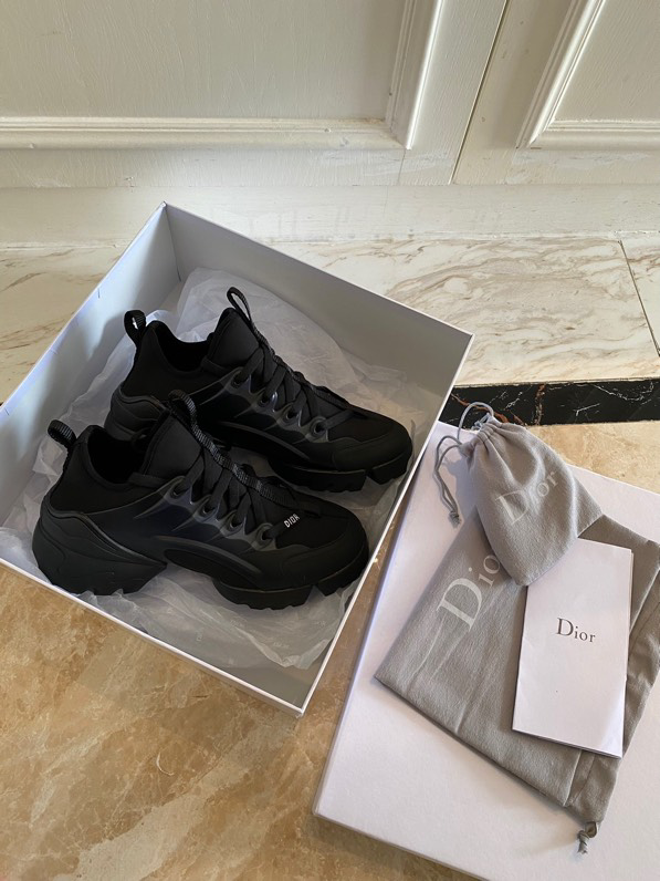 Dior Black Leather, Neoprene and Rubber D-connect Low-Top Sneakers