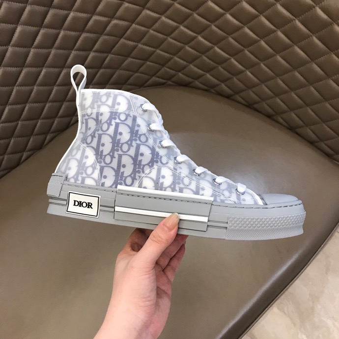 Dior B23 High-Top Sneakers (White & Navy Blue)