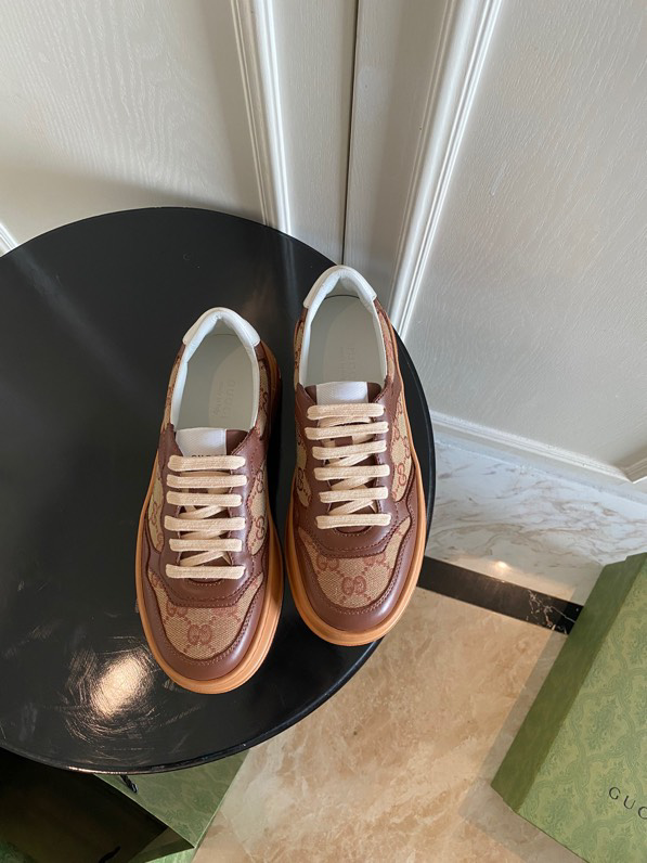 Gucci  Leather Web Sneakers Brown