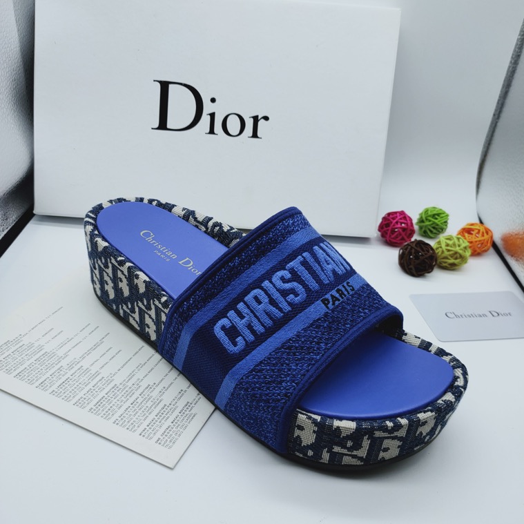 Dior Denim Oblique Dway Sandals/Mules/Wedge in blue