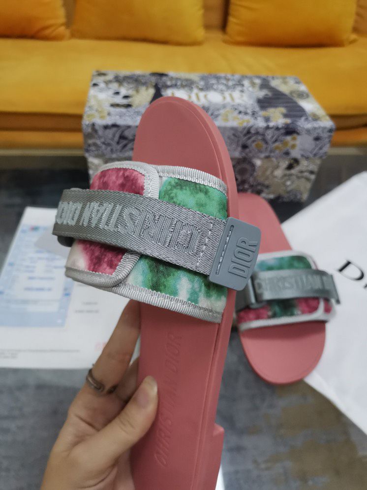 Dway Slide White Multicolor Florilegio Embroidered Cotton | DIOR