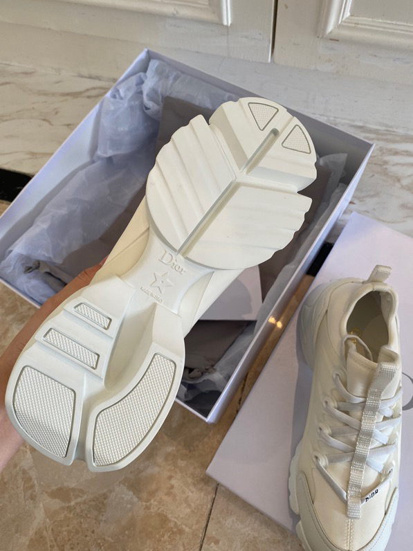 Dior White Fabric and PVC D-Connect Lace Up Sneakers