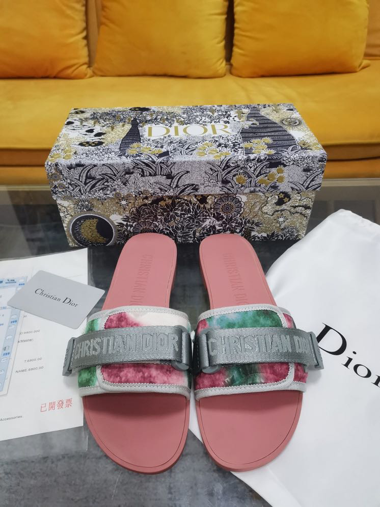 Dway Slide White Multicolor Florilegio Embroidered Cotton | DIOR