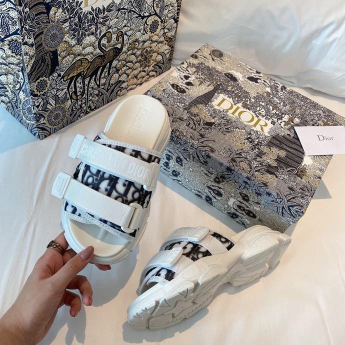 DIOR Alpha Sandal Beige And Black Dior Oblique Jacquard