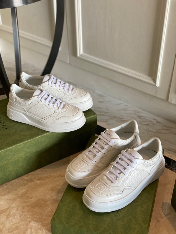 Gucci  Leather Web Sneakers White